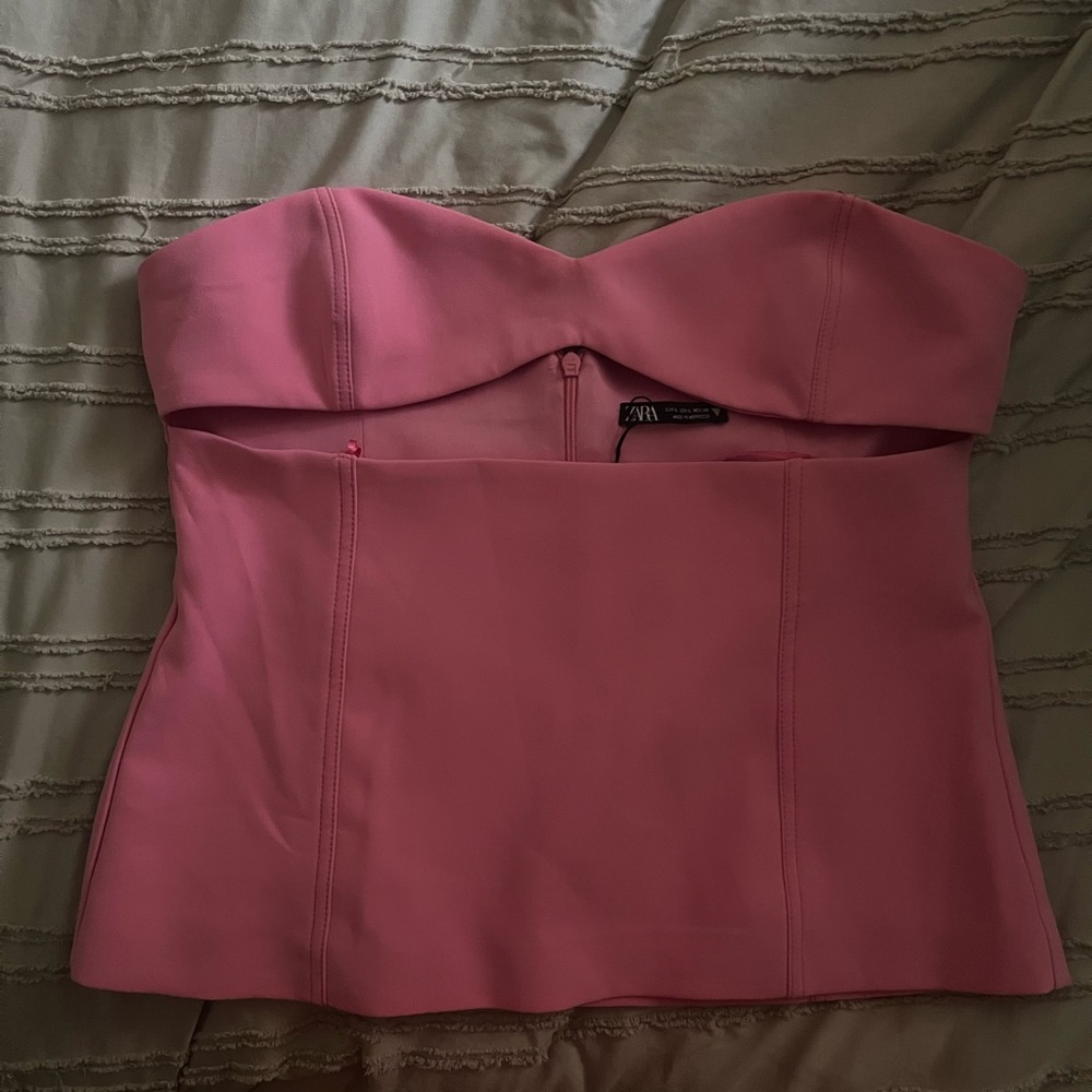 Zara Women’s Pink Cropped Cut-Out Top